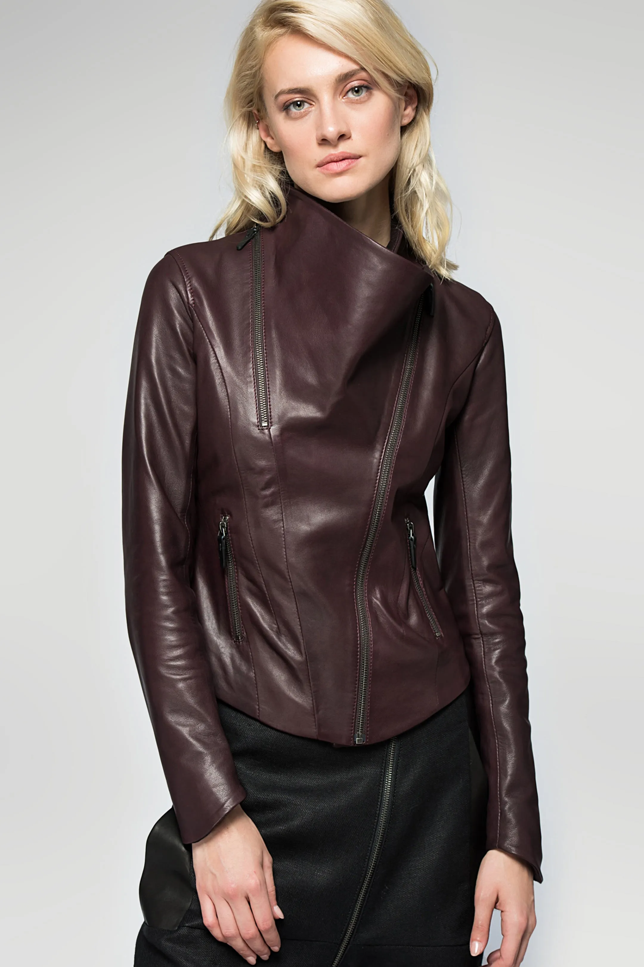 Alba Bordeaux Leather Jacket