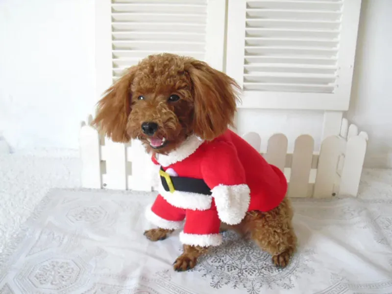 Christmas Clothes Winter Warm Costumes Funny Santa Claus Dressing Up Jackets Kitten Dog Cat Xmas New Year Party Outfits Gift