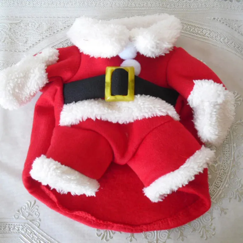 Christmas Clothes Winter Warm Costumes Funny Santa Claus Dressing Up Jackets Kitten Dog Cat Xmas New Year Party Outfits Gift