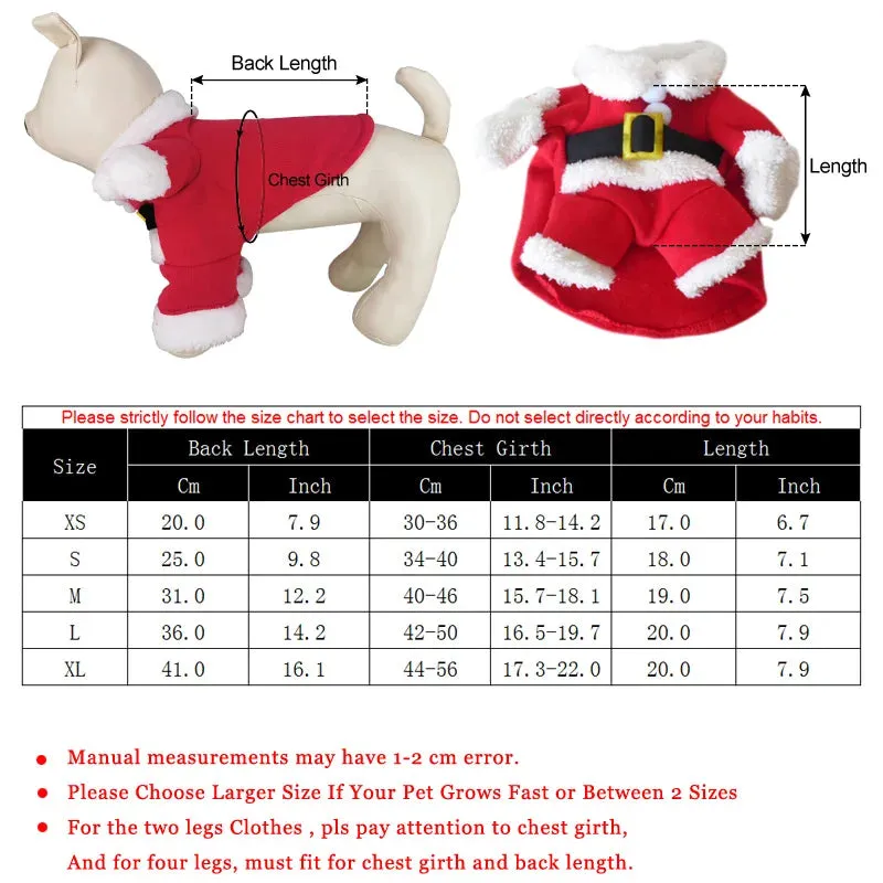 Christmas Clothes Winter Warm Costumes Funny Santa Claus Dressing Up Jackets Kitten Dog Cat Xmas New Year Party Outfits Gift