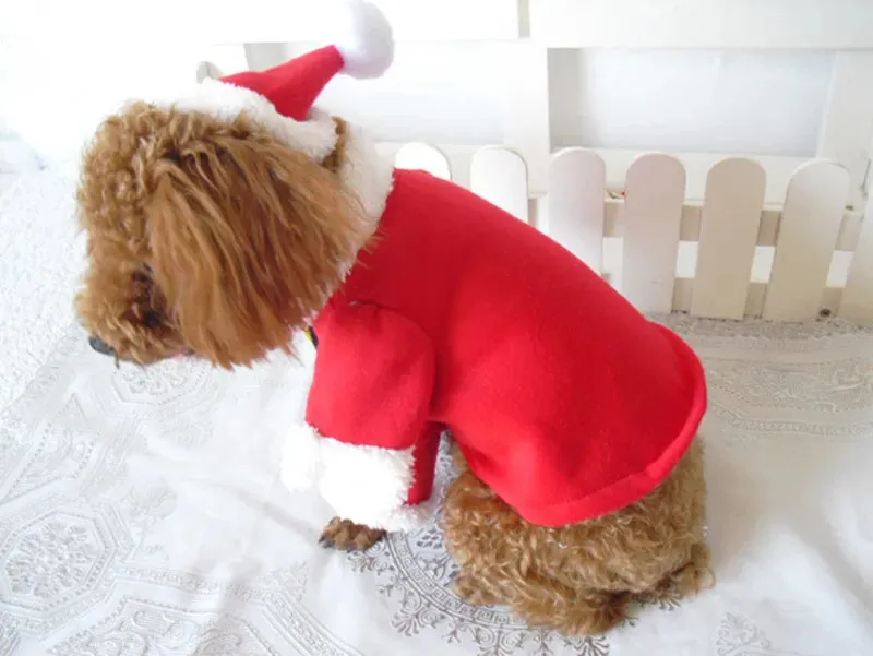 Christmas Clothes Winter Warm Costumes Funny Santa Claus Dressing Up Jackets Kitten Dog Cat Xmas New Year Party Outfits Gift