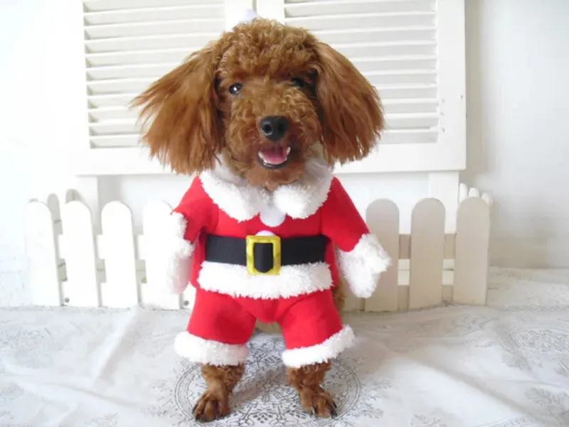 Christmas Clothes Winter Warm Costumes Funny Santa Claus Dressing Up Jackets Kitten Dog Cat Xmas New Year Party Outfits Gift