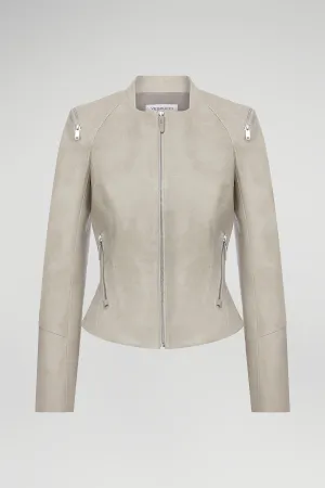 Cream Leather Jacket
