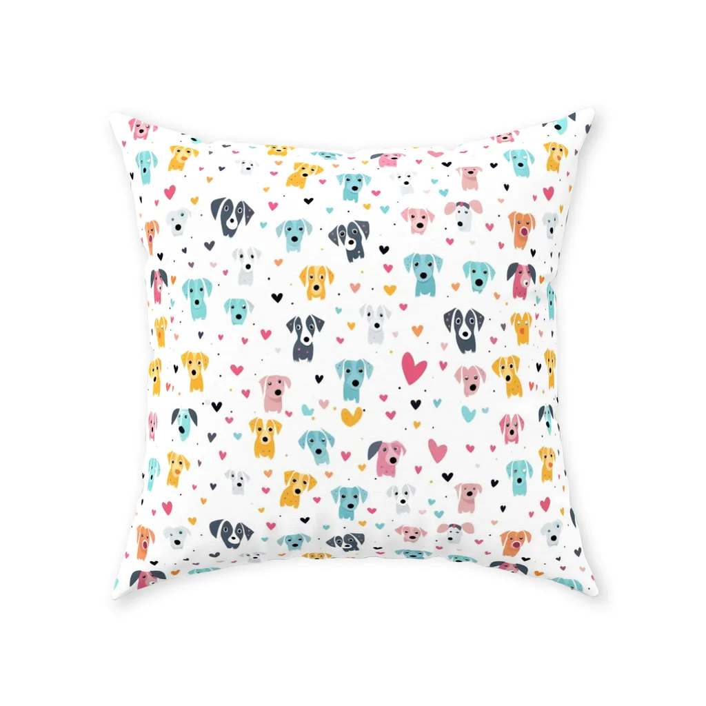 Hearts n' Pups Whimsical Dog Icon Themed Floor Pillow
