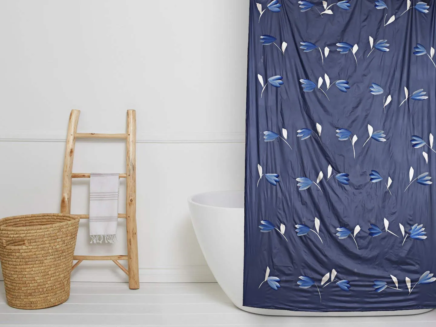 Kuber Industries Shower Curtain & Bathmat Set | Non-Slip Bath mats for Bathroom | Easy-Slide Curtains | Polyester Curtain or Bathmat for Bath Décor | XTL247-3T | 15 Pcs Set | Multicolor