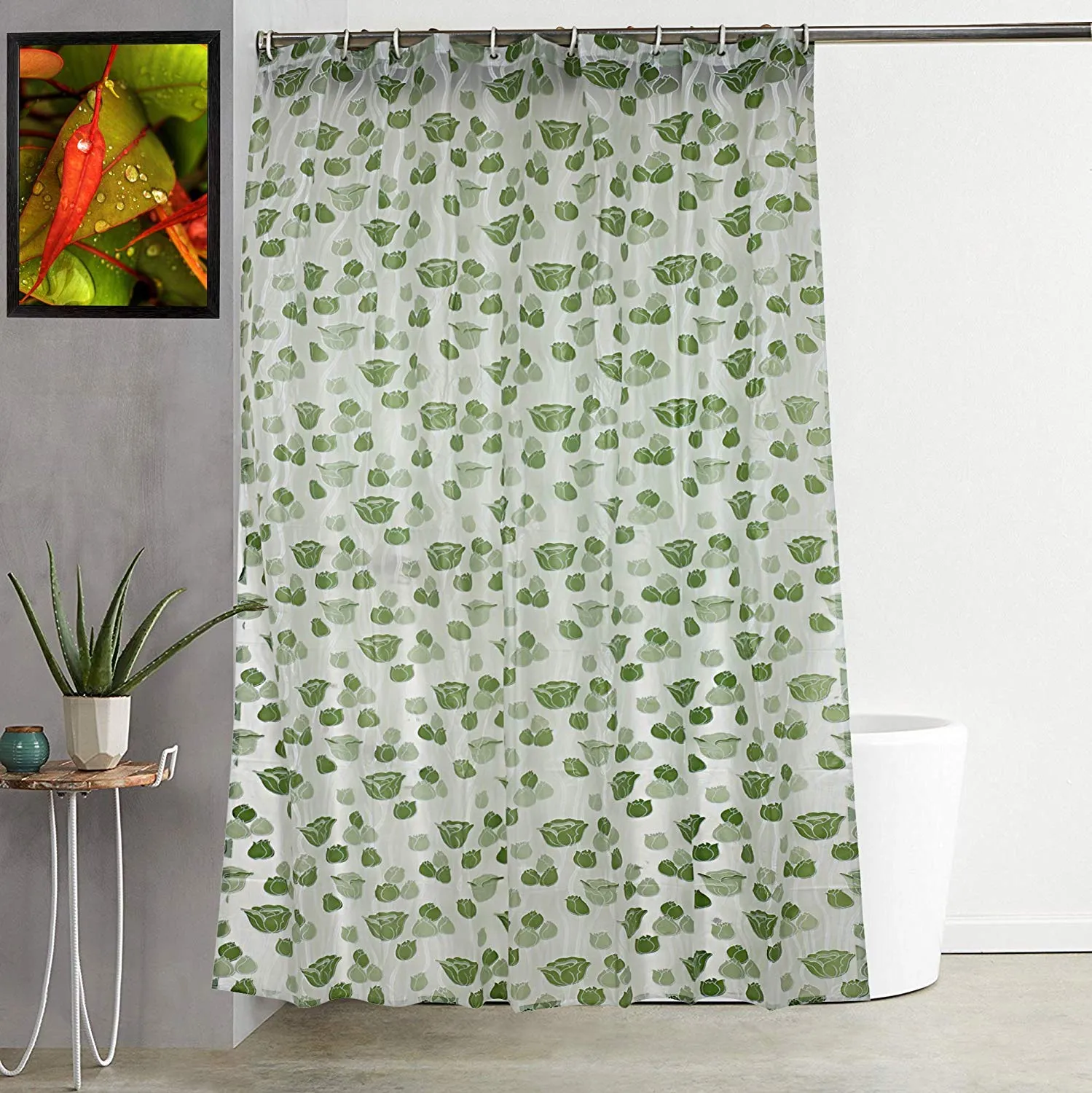 Kuber Industries Shower Curtain & Bathmat Set | Non-Slip Bath mats for Bathroom | Easy-Slide Curtains | Polyester Curtain or Bathmat for Bath Décor | YX0028-3T | 6 Pcs Set | Multicolor