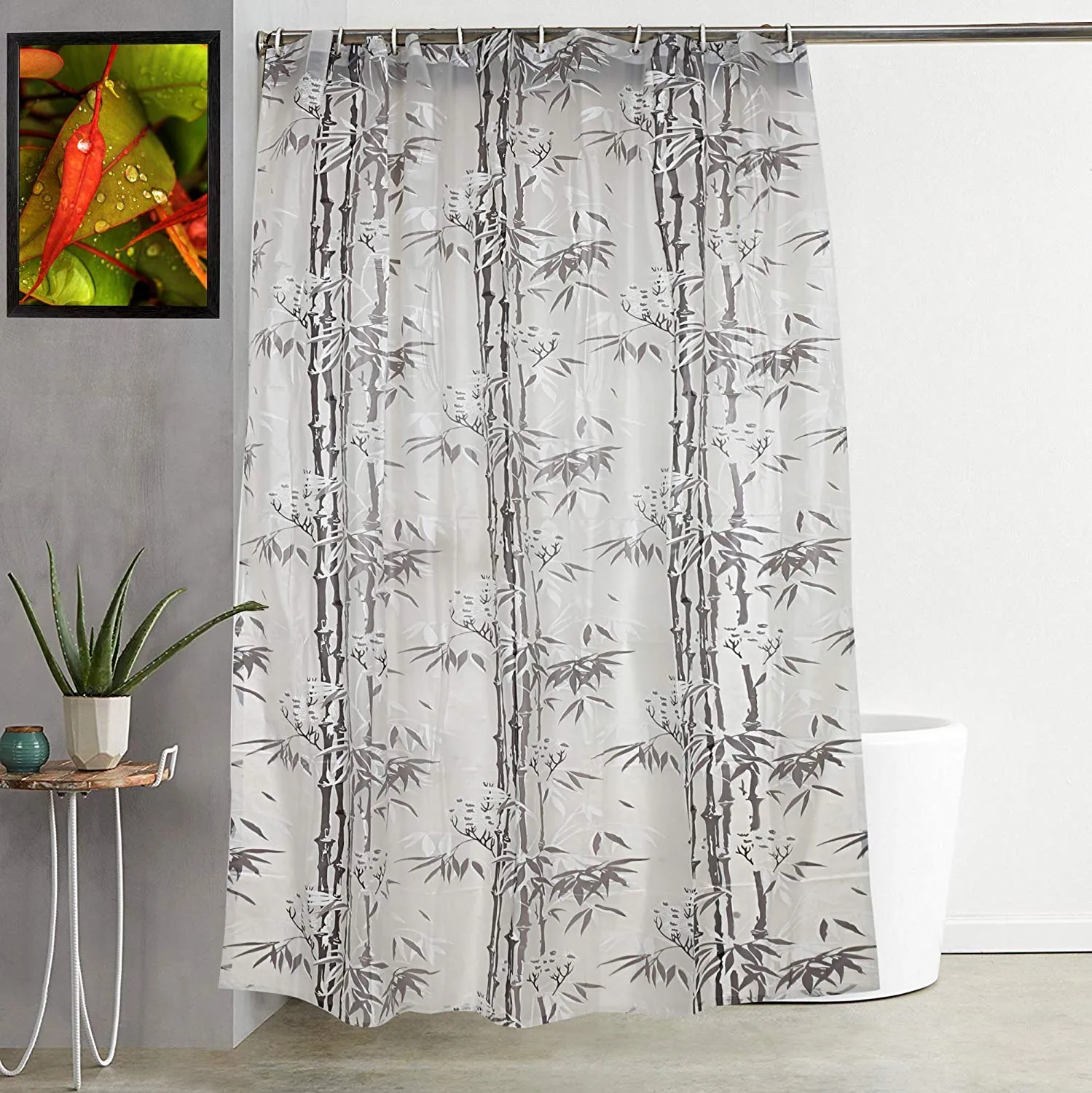 Kuber Industries Shower Curtain & Bathmat Set | Non-Slip Bath mats for Bathroom | Easy-Slide Curtains | Polyester Curtain or Bathmat for Bath Décor | YX0140-3T | 6 Pcs Set | Multicolor