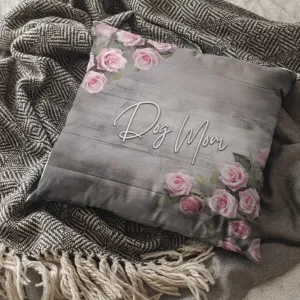 Rustic Pink Rose Farmhouse Dog Mom Washable Floor Pillow