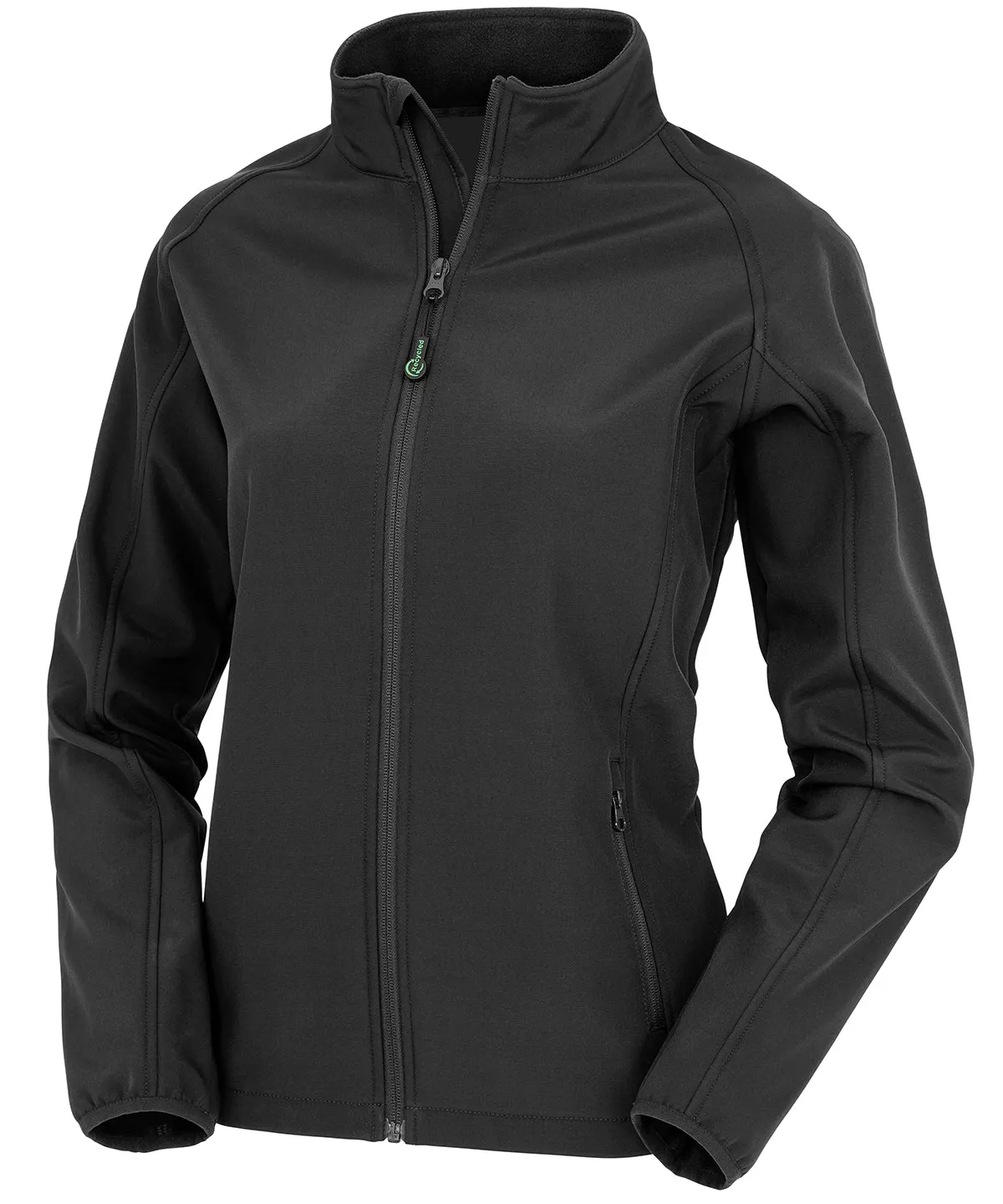 Womens recycled 2-layer printable softshell jacket | Black